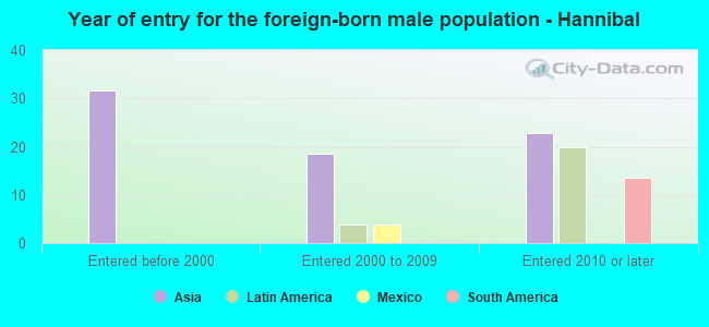 Year of entry for the foreign-born male population - Hannibal