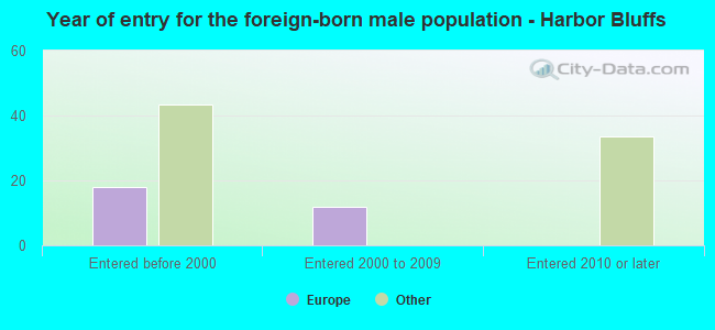 Year of entry for the foreign-born male population - Harbor Bluffs