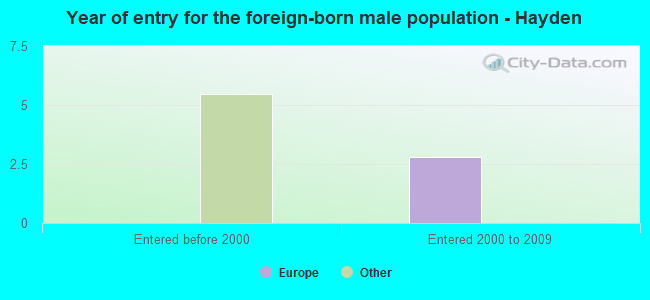 Year of entry for the foreign-born male population - Hayden