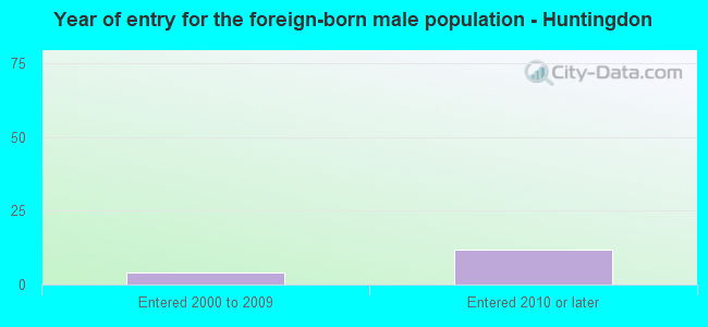 Year of entry for the foreign-born male population - Huntingdon