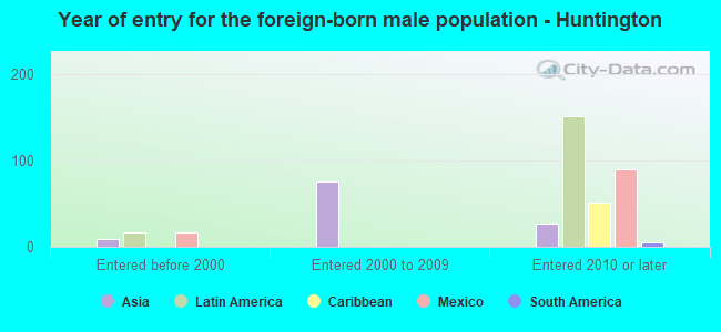 Year of entry for the foreign-born male population - Huntington