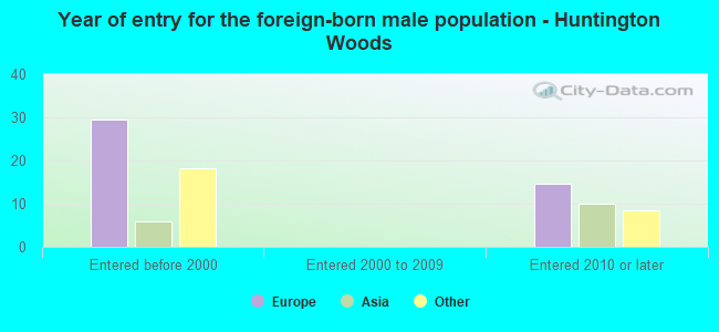 Year of entry for the foreign-born male population - Huntington Woods