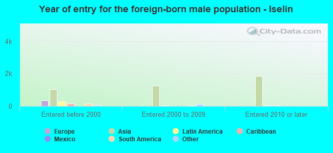 Year of entry for the foreign-born male population - Iselin