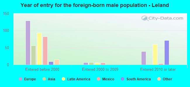 Year of entry for the foreign-born male population - Leland