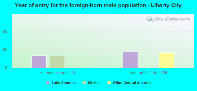 Year of entry for the foreign-born male population - Liberty City