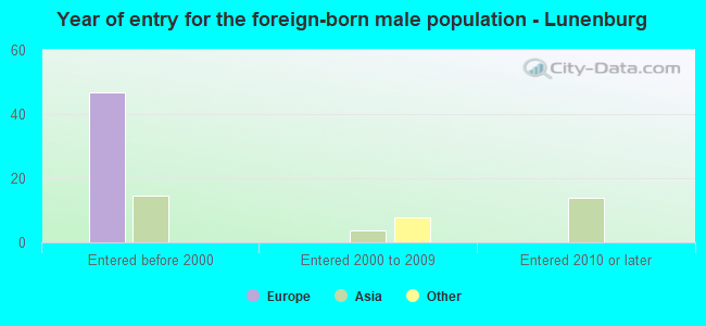 Year of entry for the foreign-born male population - Lunenburg