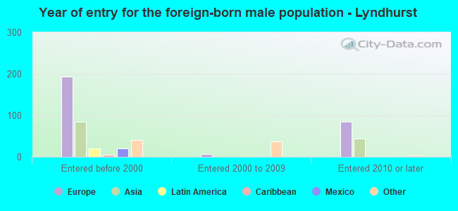 Year of entry for the foreign-born male population - Lyndhurst