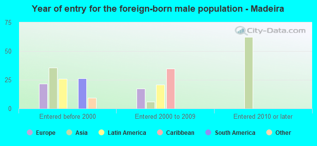 Year of entry for the foreign-born male population - Madeira