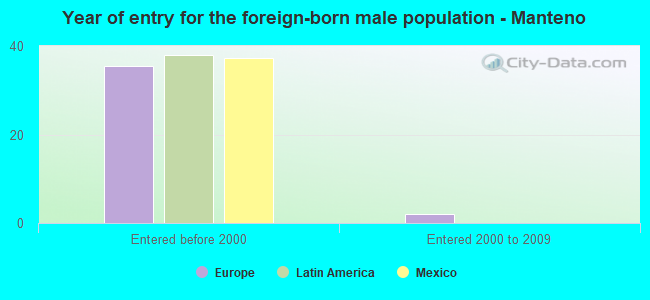 Year of entry for the foreign-born male population - Manteno