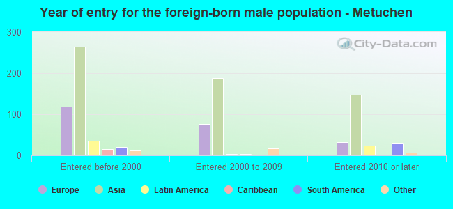 Year of entry for the foreign-born male population - Metuchen