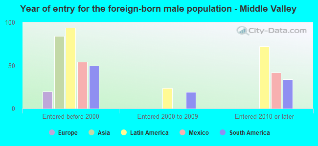 Year of entry for the foreign-born male population - Middle Valley