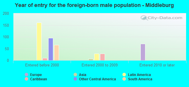 Year of entry for the foreign-born male population - Middleburg