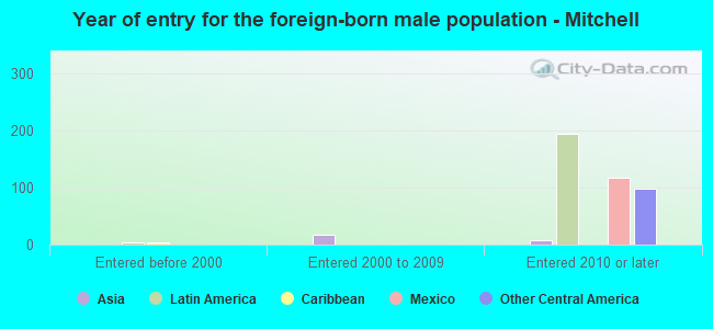 Year of entry for the foreign-born male population - Mitchell