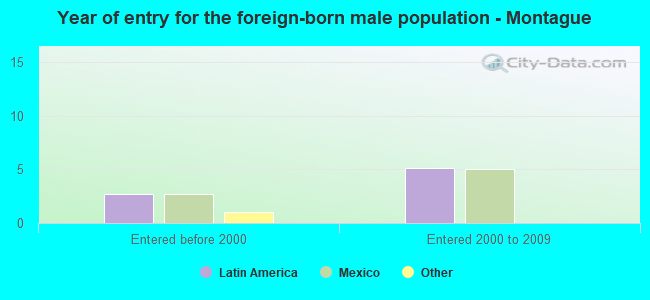 Year of entry for the foreign-born male population - Montague