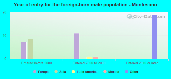 Year of entry for the foreign-born male population - Montesano