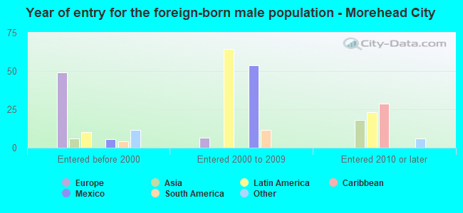 Year of entry for the foreign-born male population - Morehead City