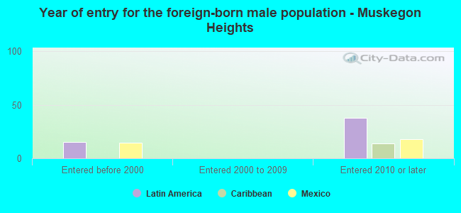 Year of entry for the foreign-born male population - Muskegon Heights