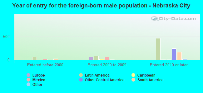 Year of entry for the foreign-born male population - Nebraska City