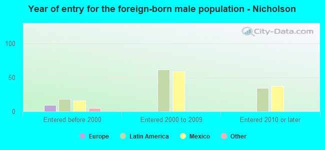 Year of entry for the foreign-born male population - Nicholson