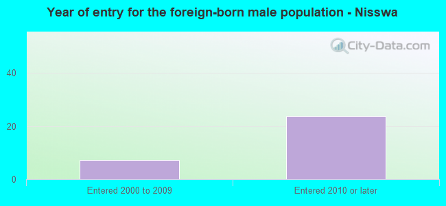 Year of entry for the foreign-born male population - Nisswa