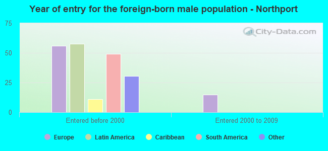 Year of entry for the foreign-born male population - Northport