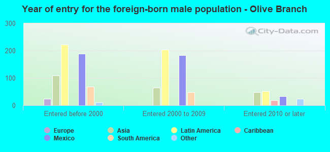 Year of entry for the foreign-born male population - Olive Branch