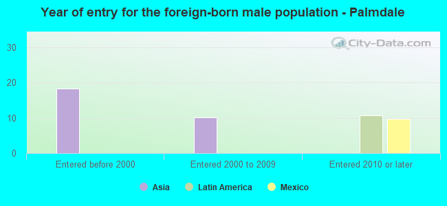 Year of entry for the foreign-born male population - Palmdale