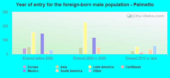 Year of entry for the foreign-born male population - Palmetto