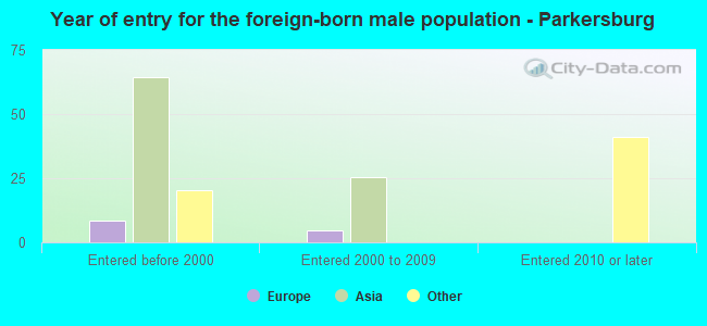 Year of entry for the foreign-born male population - Parkersburg