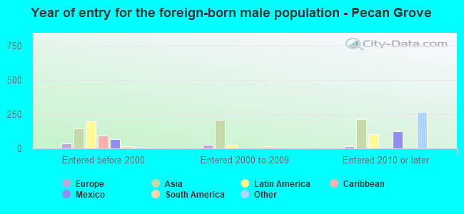 Year of entry for the foreign-born male population - Pecan Grove