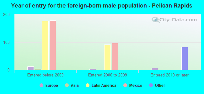 Year of entry for the foreign-born male population - Pelican Rapids