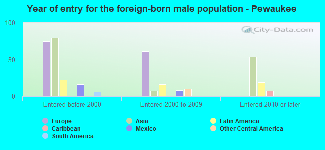 Year of entry for the foreign-born male population - Pewaukee