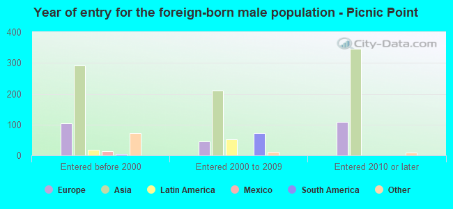 Year of entry for the foreign-born male population - Picnic Point