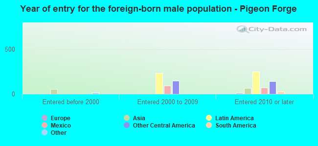 Year of entry for the foreign-born male population - Pigeon Forge