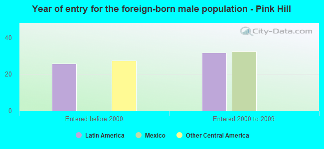 Year of entry for the foreign-born male population - Pink Hill