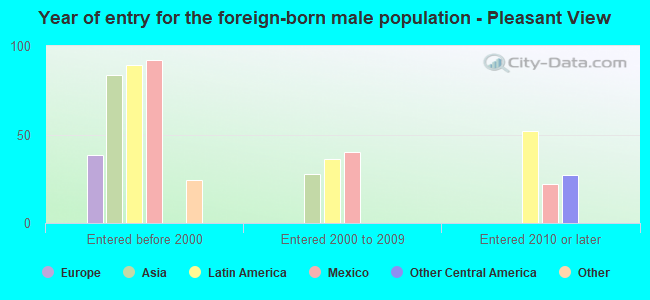 Year of entry for the foreign-born male population - Pleasant View