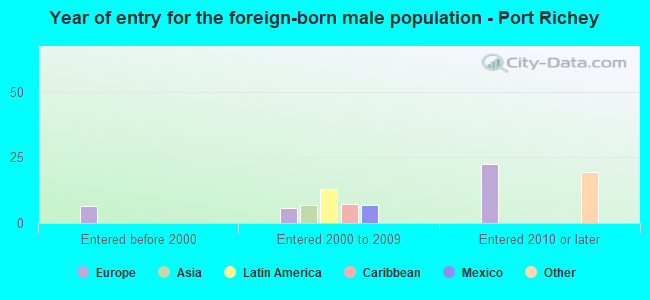 Year of entry for the foreign-born male population - Port Richey