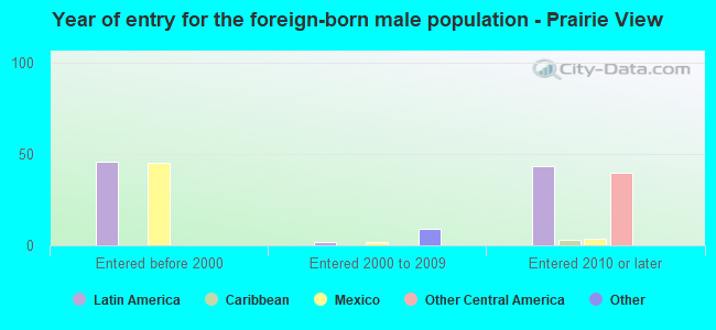 Year of entry for the foreign-born male population - Prairie View