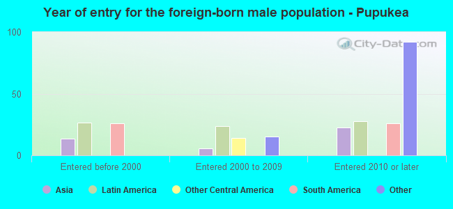 Year of entry for the foreign-born male population - Pupukea