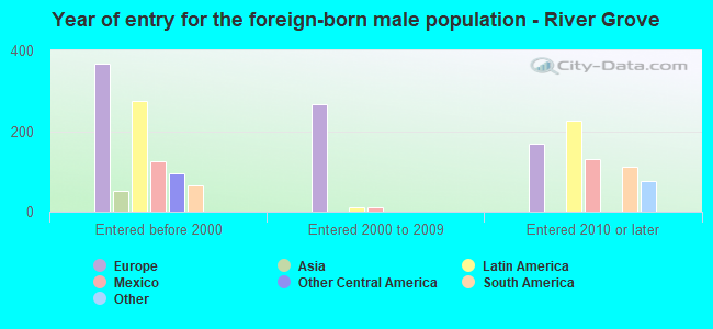 Year of entry for the foreign-born male population - River Grove