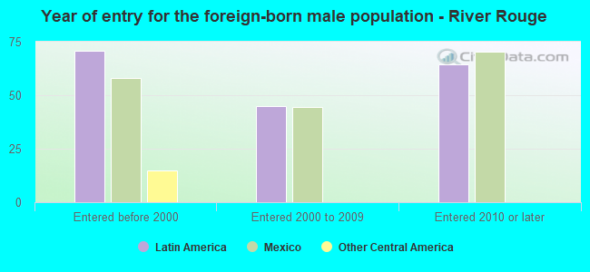 Year of entry for the foreign-born male population - River Rouge