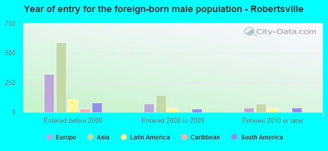 Year of entry for the foreign-born male population - Robertsville