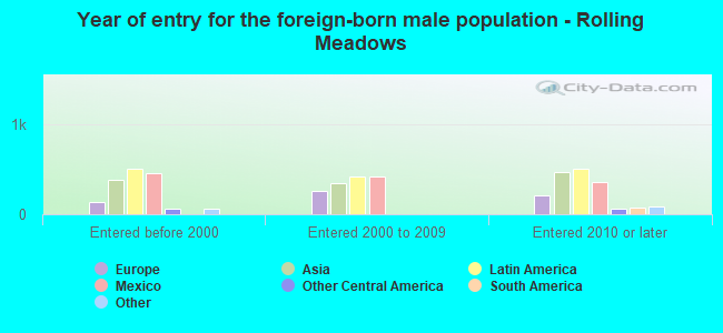 Year of entry for the foreign-born male population - Rolling Meadows