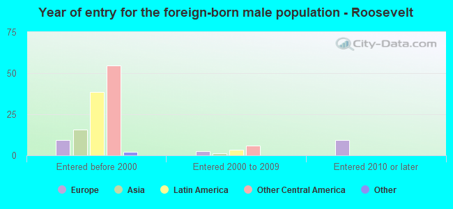 Year of entry for the foreign-born male population - Roosevelt