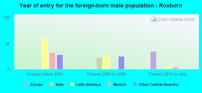 Year of entry for the foreign-born male population - Roxboro