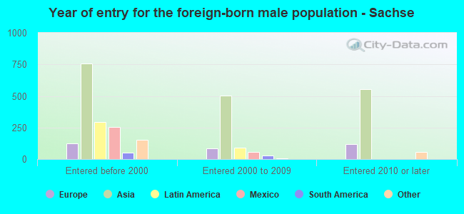 Year of entry for the foreign-born male population - Sachse