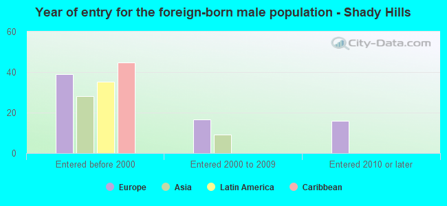 Year of entry for the foreign-born male population - Shady Hills
