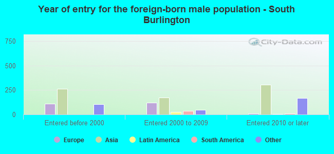 Year of entry for the foreign-born male population - South Burlington