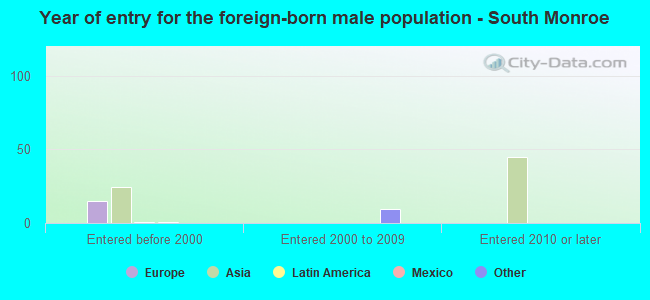 Year of entry for the foreign-born male population - South Monroe
