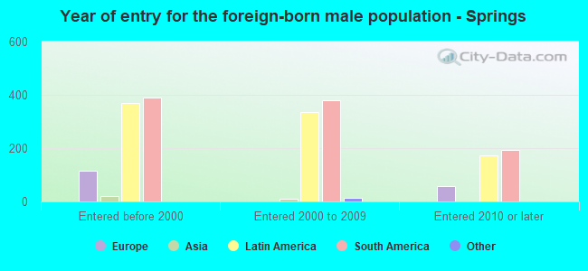 Year of entry for the foreign-born male population - Springs